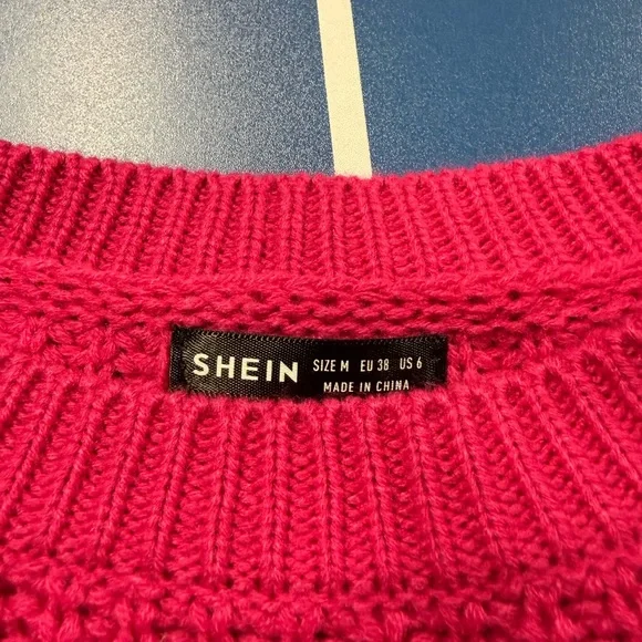 SHEIN Vibrant Pink Crew Neck Sweater - Picture 2 of 3